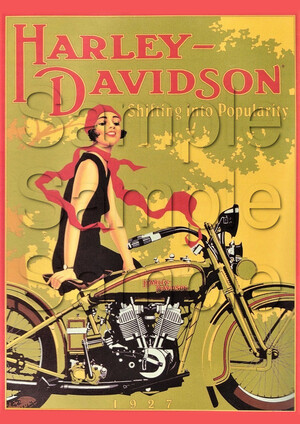 Harley Davidson Shifting into Popularity Vintage Motorcycle A3/A4 Promotional Poster