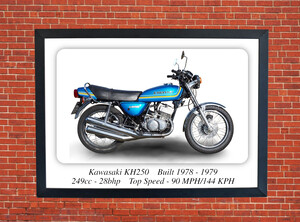 Kawasaki KH250 Motorcycle - A3/A4 Size Print Poster