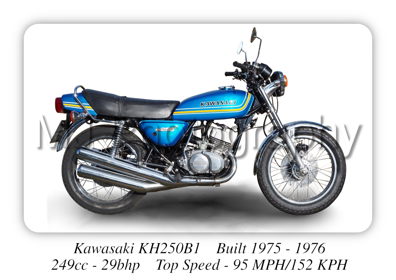 Kawasaki KH250 Motorcycle - A3/A4 Size Print Poster