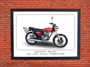 Suzuki GT185 Motorbike Motorcycle - A3/A4 Size Print Poster