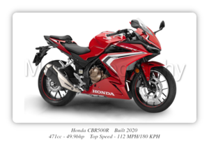 Honda CBR500R Motorbike Motorcycle - A3/A4 Size Print Poster