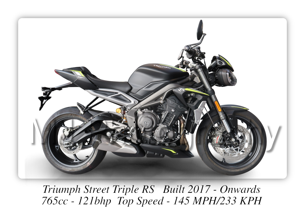 Triumph Street Triple RS Motorcycle - A4 - A0 Size Print Poster