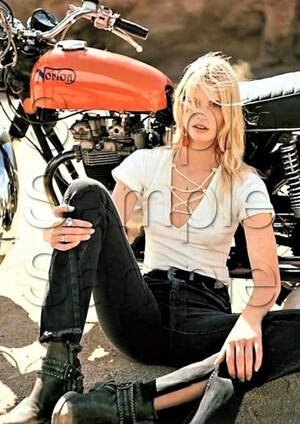 Norton Girl Motorbike Motorcycle - A3/A4 Size Print Poster