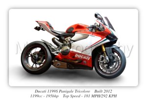 Ducati 1199S Panigale Tricolore Motorbike Motorcycle Poster - Size A3/A4