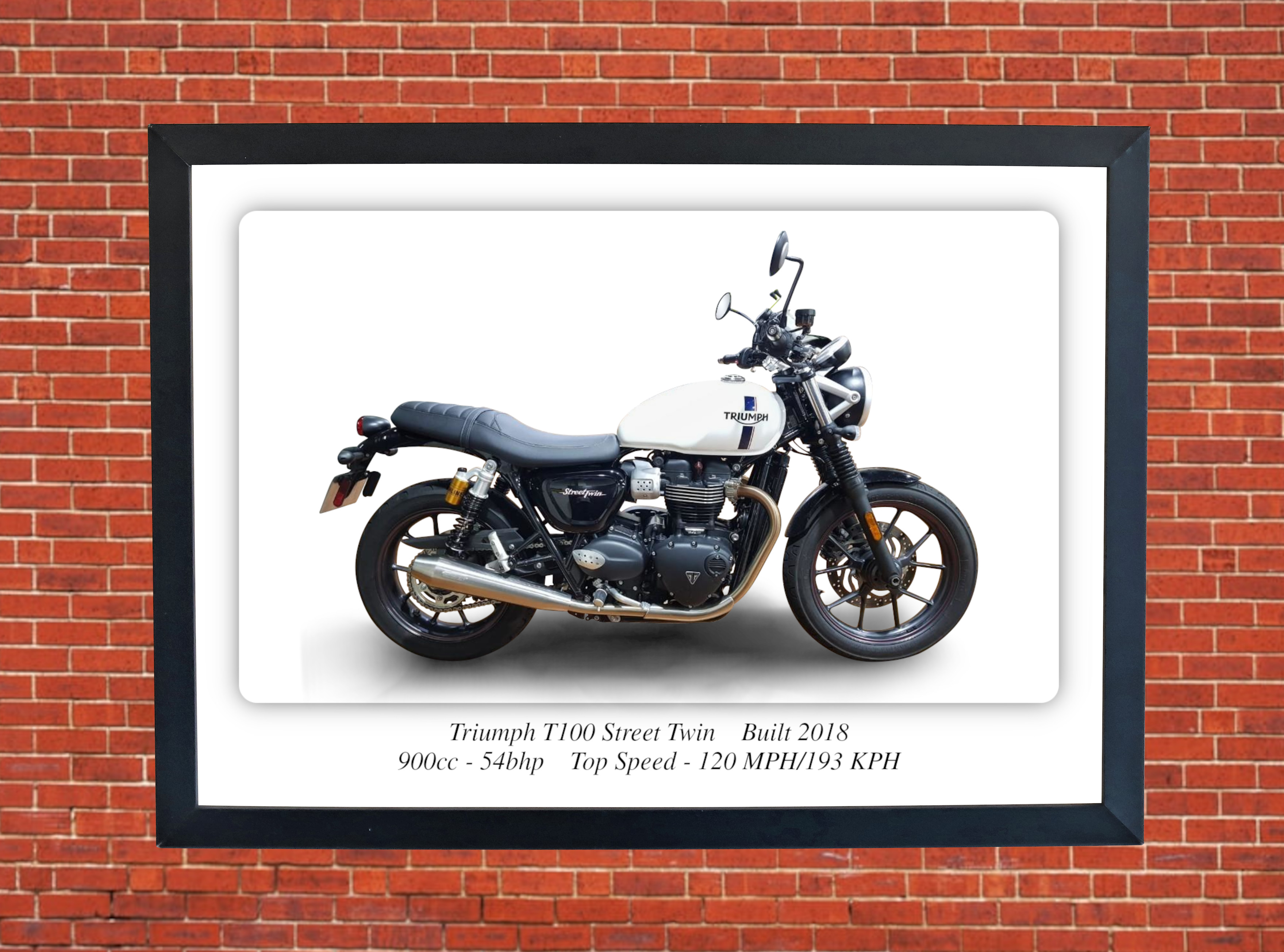 Triumph T100 Street Twin Motorbike Motorcycle Poster - Size A4 - A0