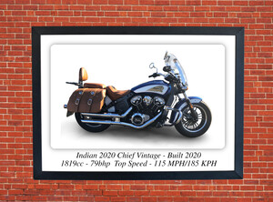 Indian Chief Vintage 2020 Motorcycle - A3/A4 Size Print Poster
