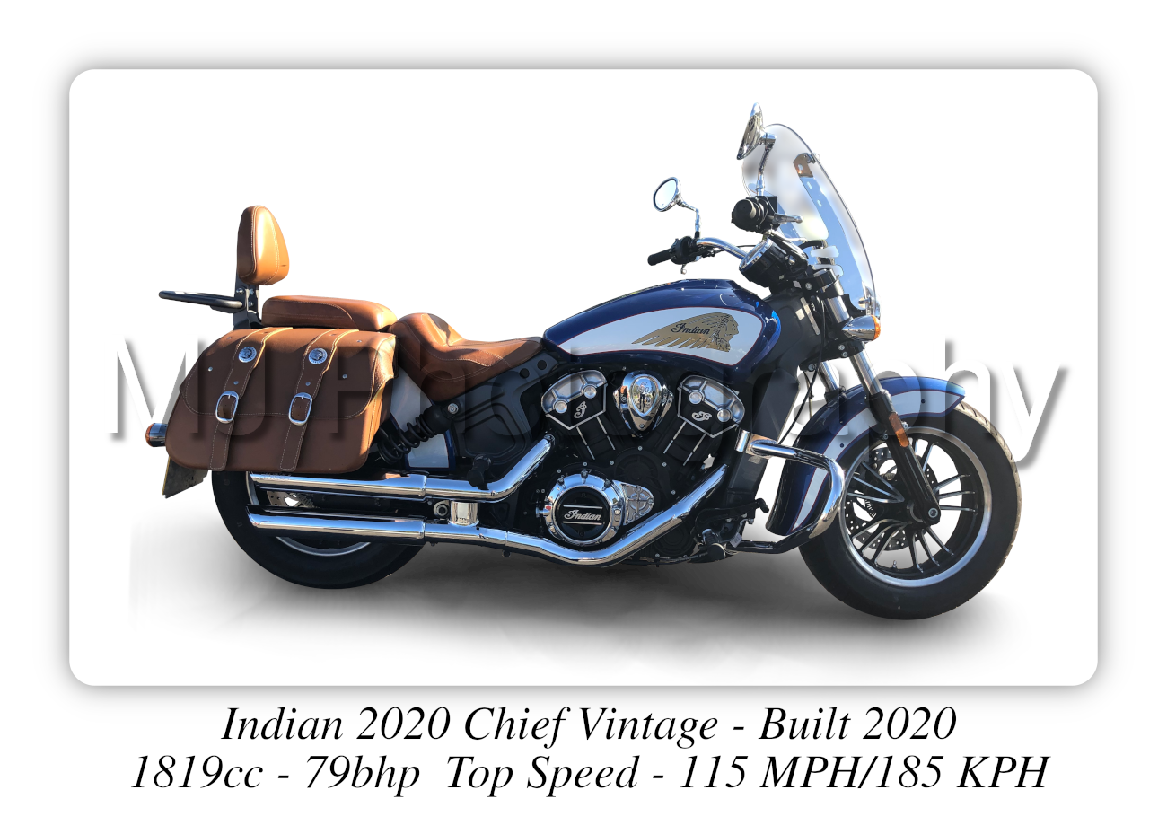 Indian Chief Vintage 2020 Motorcycle - A3/A4 Size Print Poster