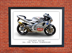 Aprilia RS250 Motorbike Motorcycle Poster - Size A3/A4