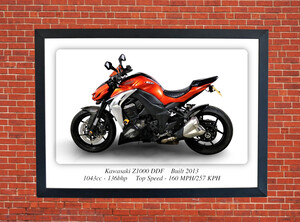 Kawasaki Z1000 DDF Motorbike Motorcycle Poster - Size A3/A4