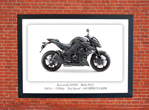 Kawasaki Z1000 Motorbike Motorcycle - A3/A4 Size Print Poster