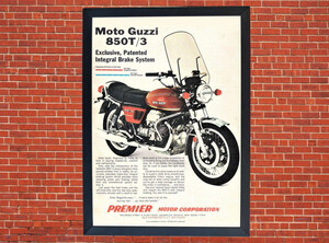 Moto Guzzi 850 T3 Motorbike Motorcycle A3/A4 Promotional Poster