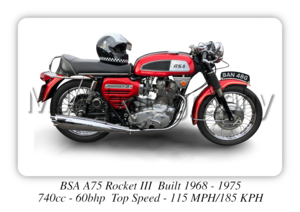 BSA Rocket III Motorcycle - A3/A4 Size Print Poster