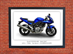 Suzuki SV650S ABS Motorbike Motorcycle - A3/A4 Size Print Poster