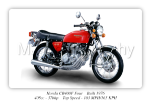 Honda CB400F Four Motorbike Motorcycle - A4 - A0 Size Print Poster