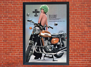 Suzuki GT750 Motorbike Motorcycle A3/A4 Promotional Poster