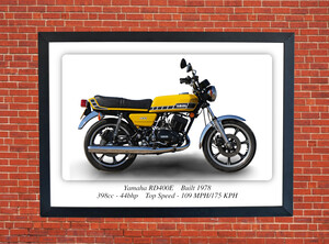 Yamaha RD400E Motorbike Motorcycle - A3/A4 Size Print Poster