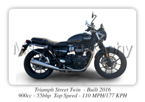 Triumph Street Twin Motorcycle - A3/A4 Size Print Poster
