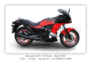 Kawasaki GPz 750 Turbo Motorbike Motorcycle - A3/A4 Size Print Poster