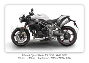 Triumph Speed Triple RS 1050 Motorbike Motorcycle - A3/A4 Size Print Poster