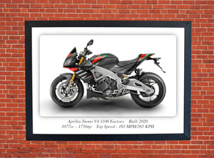 Aprilia Tuono V4 1100 Factory Motorbike Motorcycle - A3/A4 Size Print Poster
