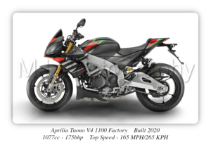 Aprilia Tuono V4 1100 Factory Motorbike Motorcycle - A3/A4 Size Print Poster