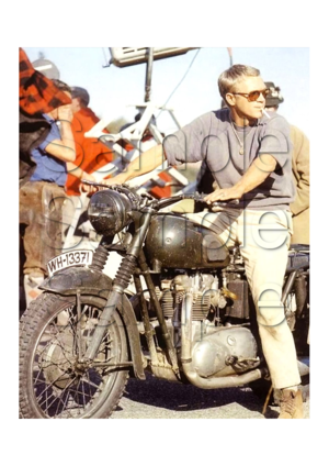 Steve McQueen on Triumph Motorbike Motorcycle - A3/A4 Size Print Poster