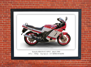 Yamaha RD350 F2 YPVS Motorbike Motorcycle - A3/A4 Size Print Poster