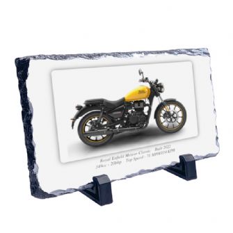 Royal Enfield Meteor Classic Motorbike Coaster natural slate rock with stand 10x15cm