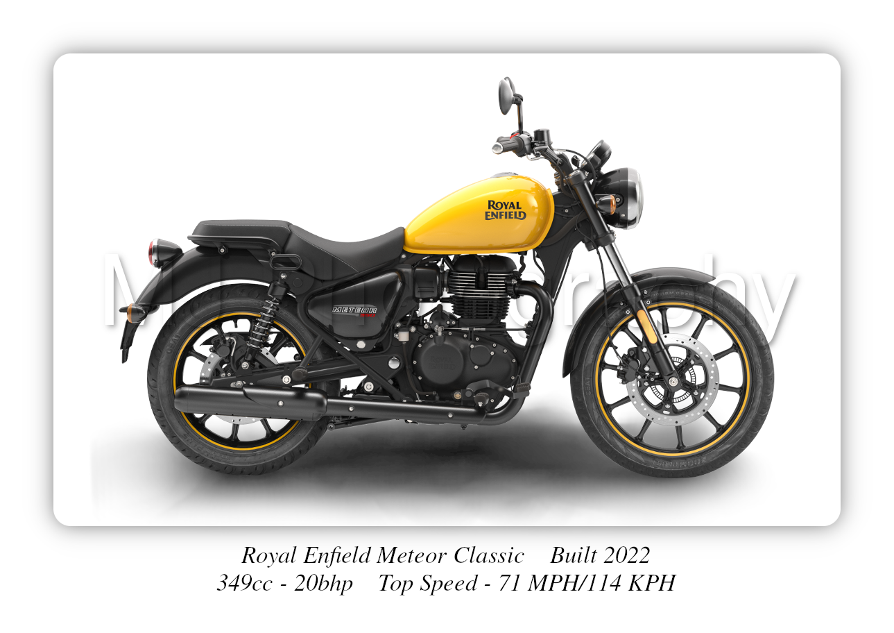 Royal Enfield Meteor Classic Motorbike Motorcycle - A3/A4 Size Print Poster