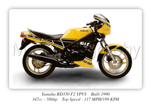 Yamaha RD350 F2 YPVS Motorbike Motorcycle - A4 - A0 Size Print Poster