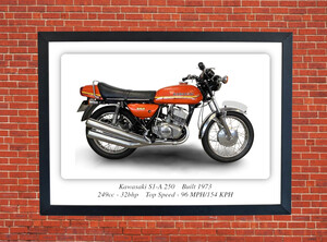 Kawasaki S1-A 250 Motorbike Motorcycle - A3/A4 Size Print Poster