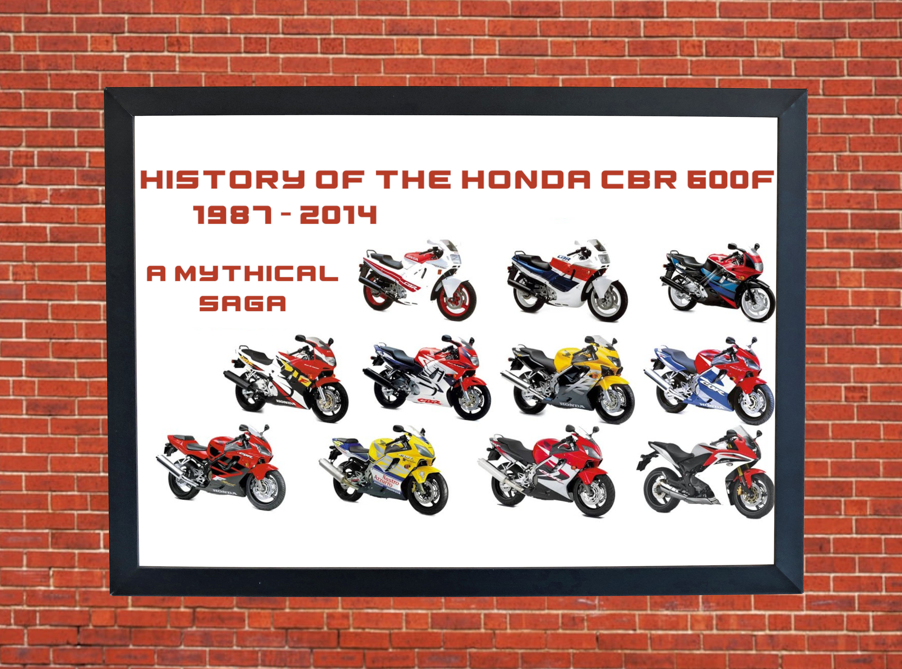 Honda CBR 600F History Motorbike Motorcycle - A4 - A0 Size Print Poster