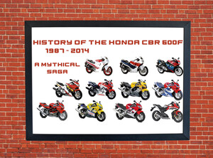Honda CBR 600F History Motorbike Motorcycle - A3/A4 Size Print Poster