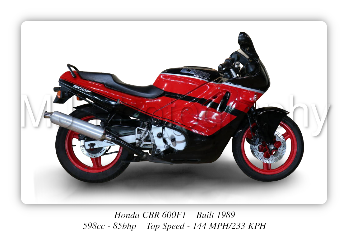 Honda CBR 600F1 Motorbike Motorcycle - A3/A4 Size Print Poster