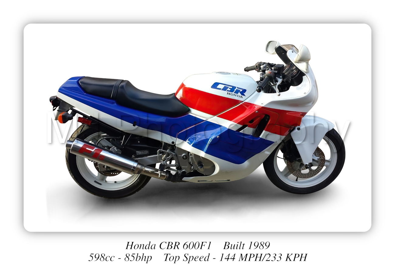 Honda CBR 600F1 Motorbike Motorcycle - A3/A4 Size Print Poster