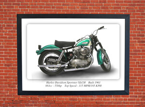 Harley Davidson Sportster XLCH Motorbike Motorcycle - A3/A4 Size Print Poster