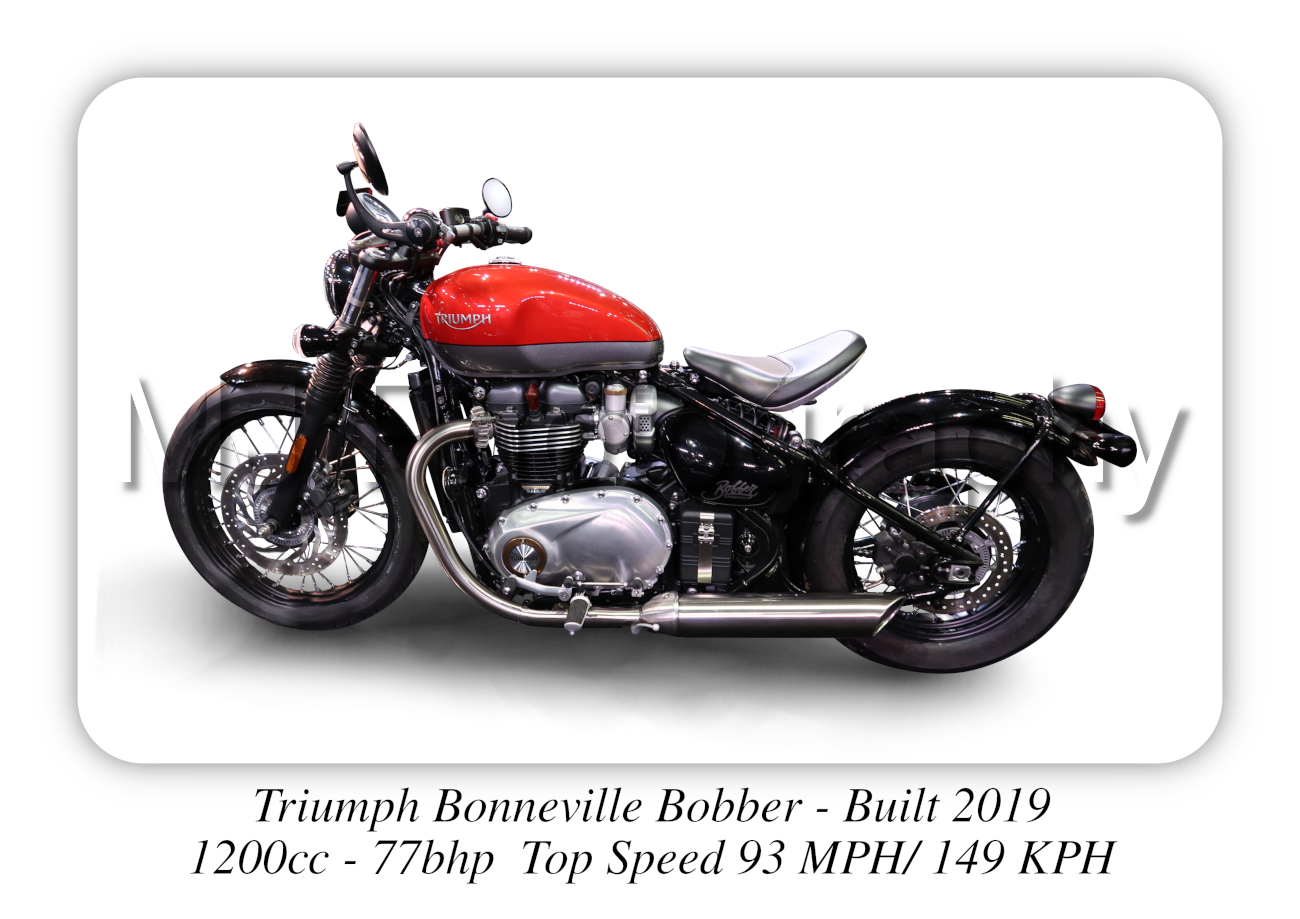 Triumph Bonneville Bobber Motorcycle - A3/A4 Size Print Poster