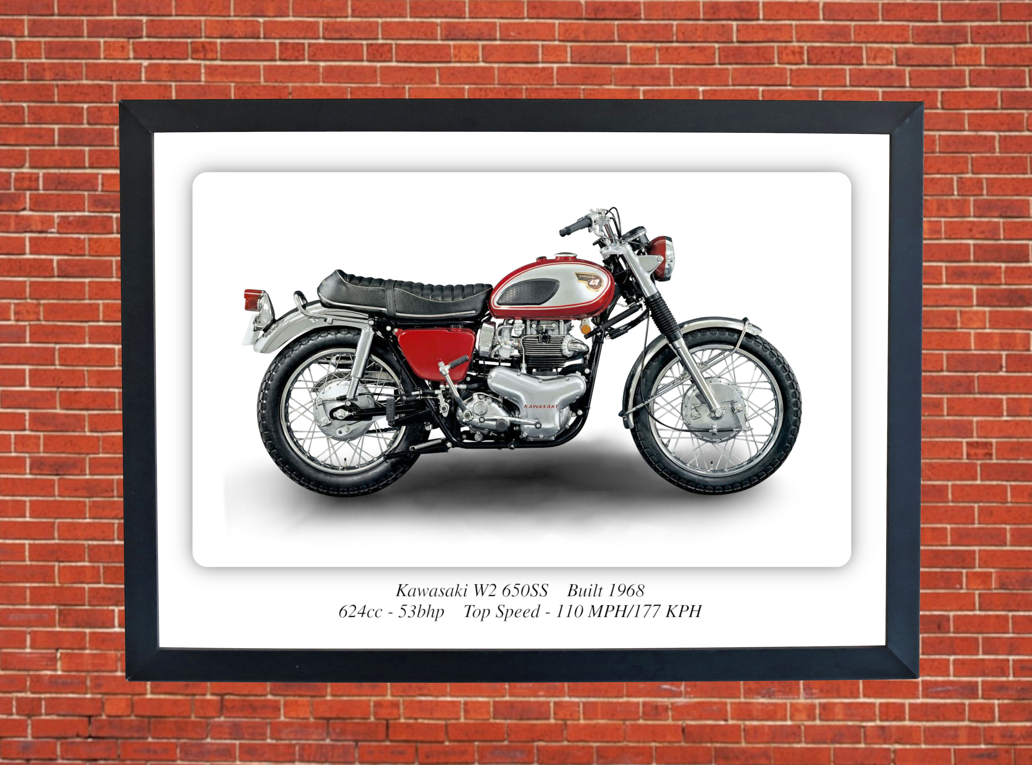 Kawasaki W2 650SS Motorbike Motorcycle - A4 - A0 Size Print Poster