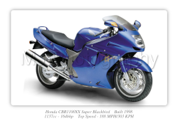 Honda CBR1100XX Super Blackbird Motorbike Motorcycle - A3/A4 Size Print Poster