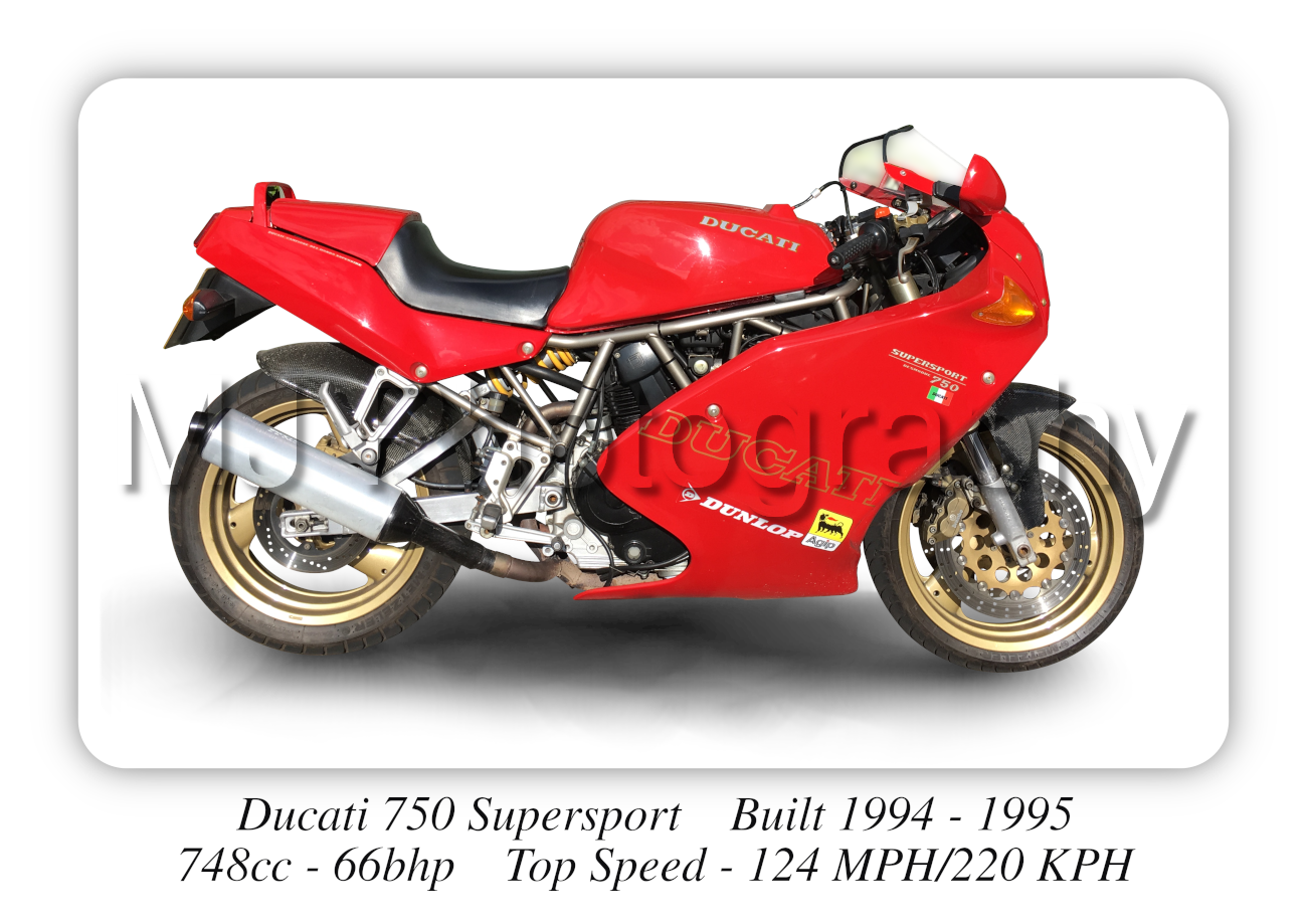 Ducati 750 Supersport Motorcycle - A3/A4 Size Print Poster