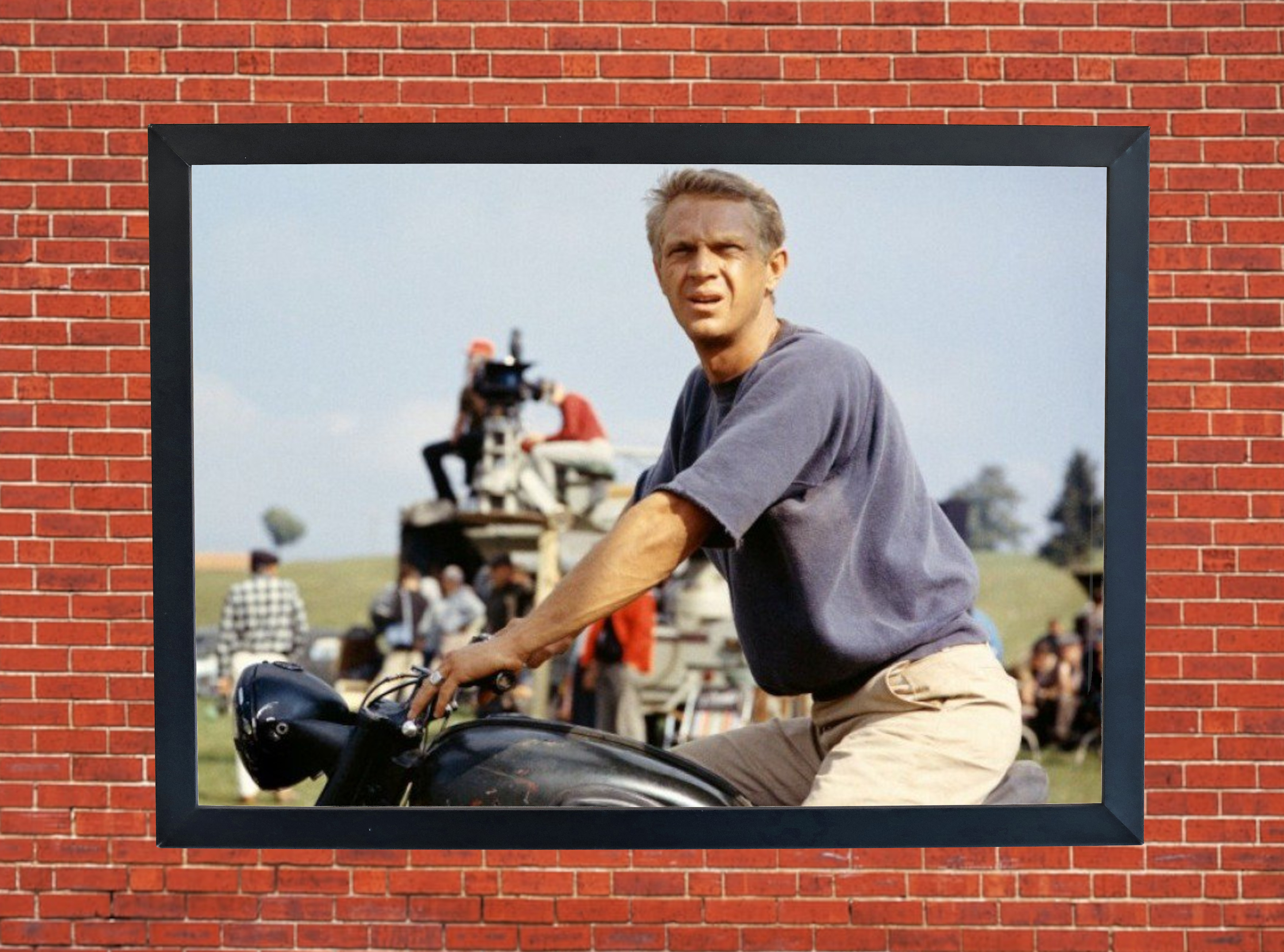 Steve McQueen - Great Escape Motorbike Motorcycle - A4 - A0 Size Print Poster