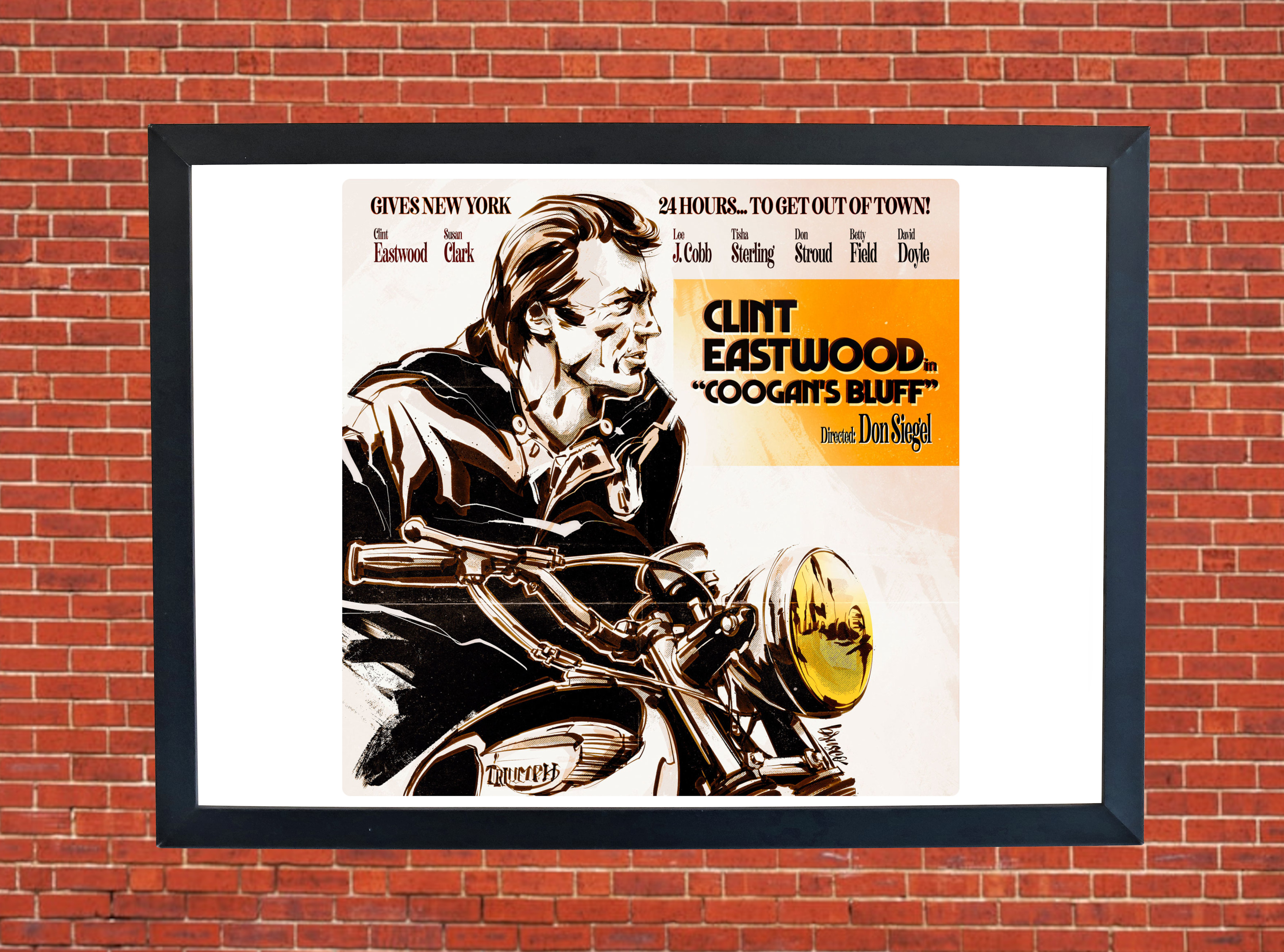 Clint Eastwood - Coogan’s Bluff - Triumph Motorbike Motorcycle - A3/A4 Size Print Poster