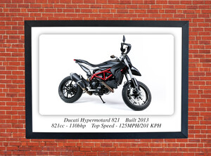 Ducati 821 Motard Motorcycle - A3/A4 Size Print Poster