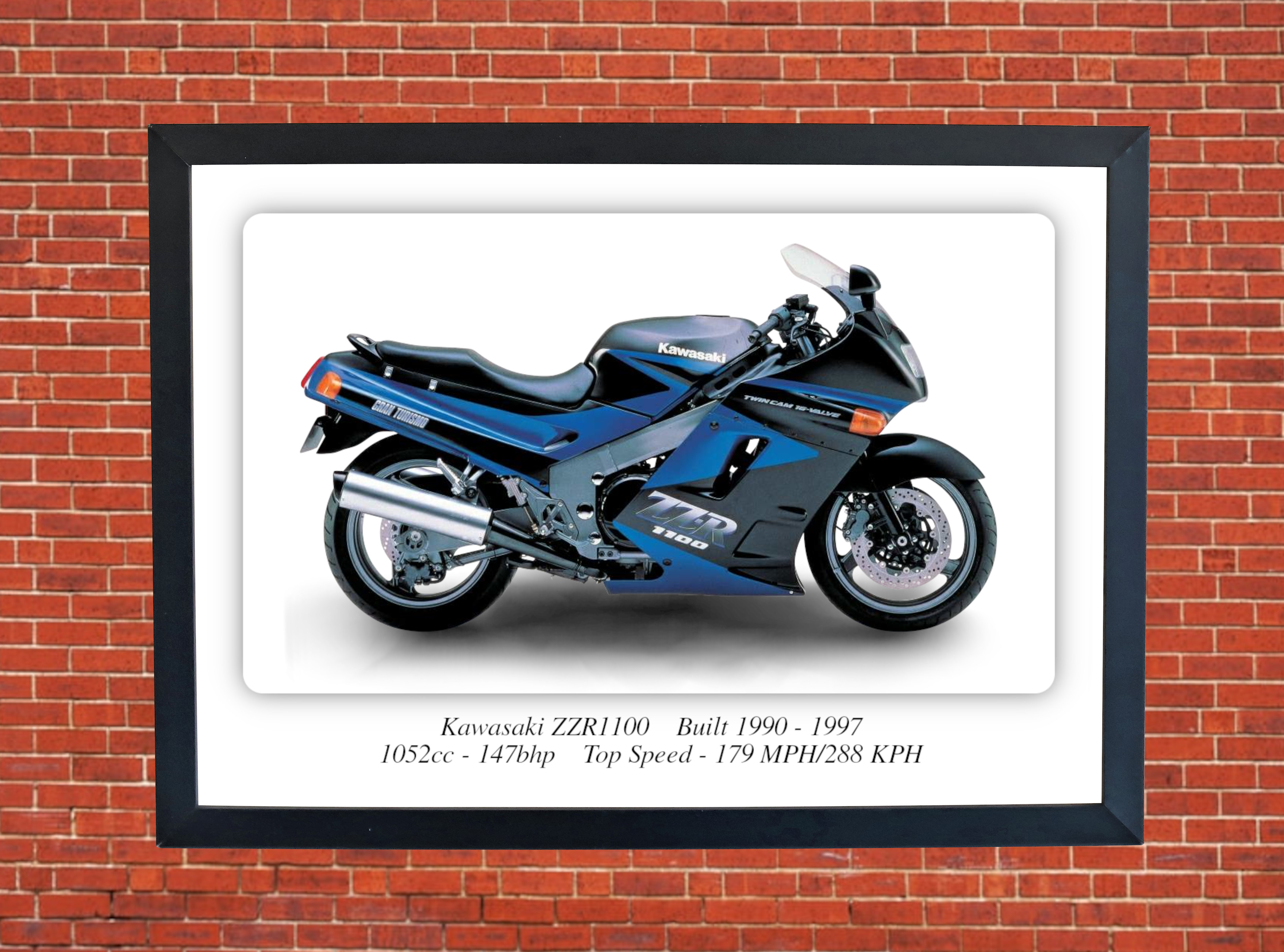 Kawasaki ZZR1100 Motorbike Motorcycle - A4 - A0 Size Print Poster