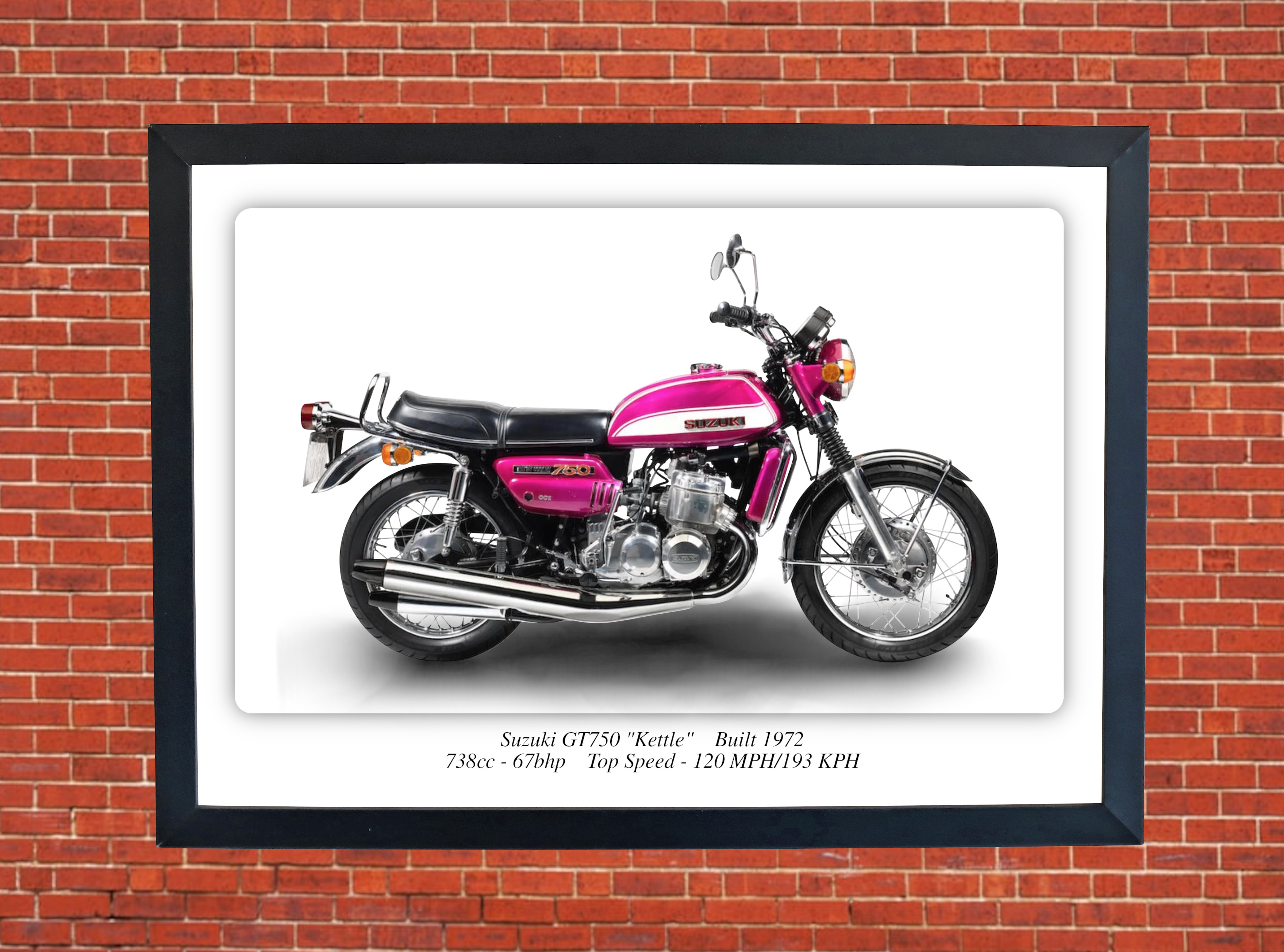 Suzuki GT750 Kettle Motorcycle - A3/A4 Size Print Poster