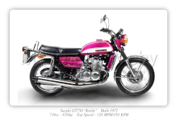 Suzuki GT750 Kettle Motorcycle - A3/A4 Size Print Poster