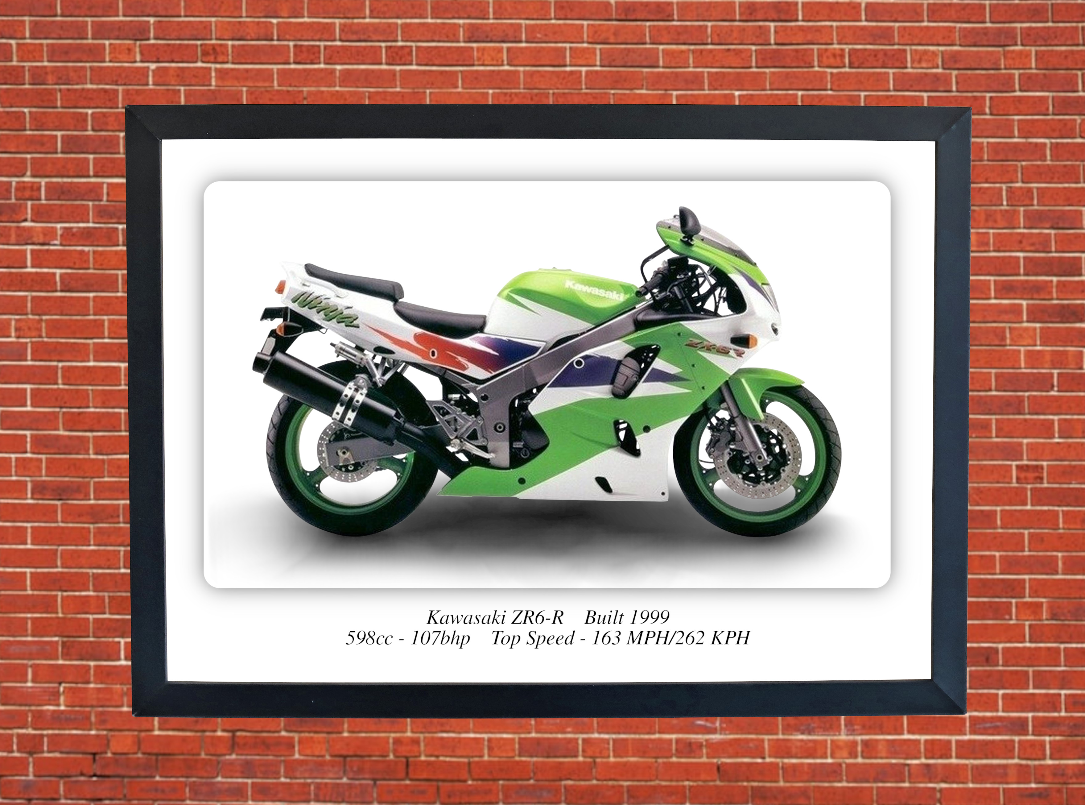 Kawasaki ZR6-R Motorbike Motorcycle - A4 - A0 Size Print Poster