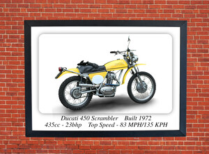 Ducati 450 Scrambler Motorcycle - A3/A4 Size Print Poster