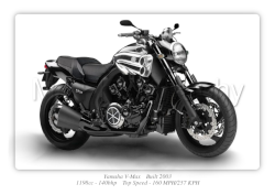 Yamaha V-Max Motorbike Motorcycle - A3/A4 Size Print Poster