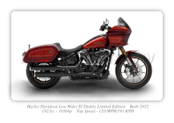 Harley Davidson Low Rider El Diablo Motorbike Motorcycle - A3/A4 Size Print Poster